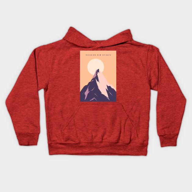 Reaching New Heights Mountaintop Illustration Kids Hoodie by lisousisa